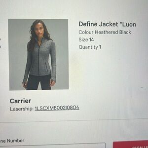 Size 14 define jacket in heathered black